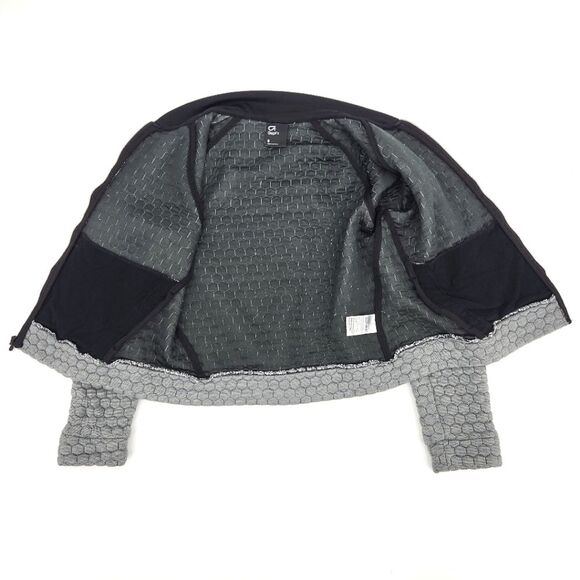 GAP Fit Jacquard Quilted Bomber Jacket Womens Size Small Black White Hexagon - Picture 3 of 9